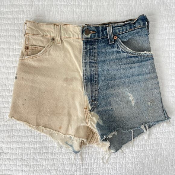 Vintage Urban Outfitters Urban Renewal Levi's Color Block Denim Shorts 26W / 27W - Picture 1 of 6